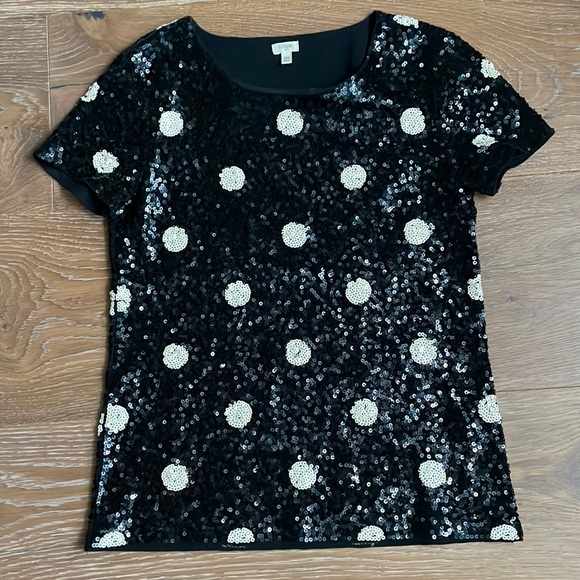 J Crew sequins polka dot t shirt - Picture 1 of 3